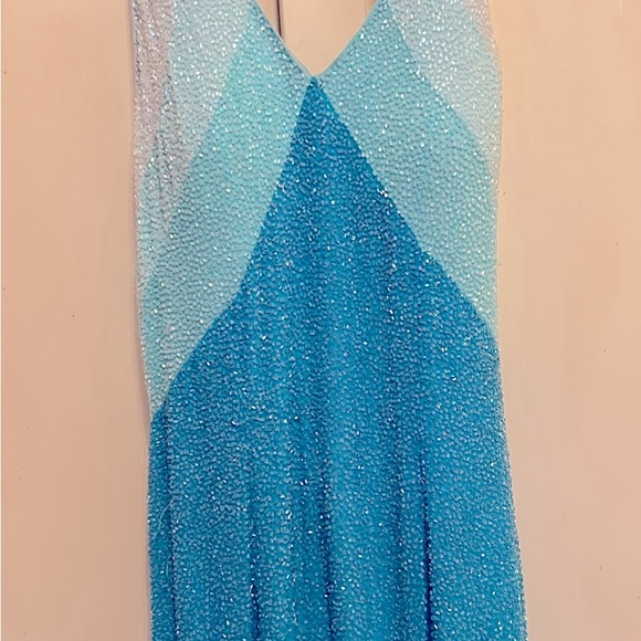 VINTAGE JOVANI BEADED SILK/CHIFFON PROM DRESS (2002) - Picture 2 of 6